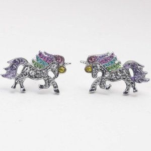 Rainbow Hair Unicorn Earrings